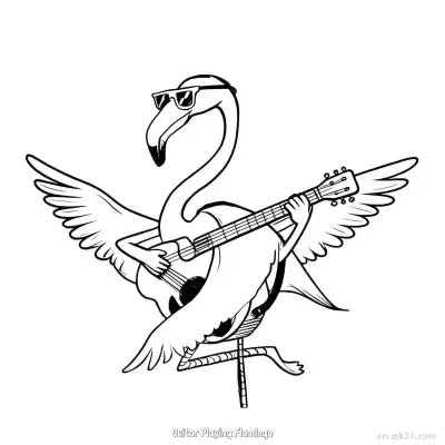 Free printable Guitar Playing Flamingo  Coloring Page - Free PDF Printable Flamingo Coloring Sheets coloring page