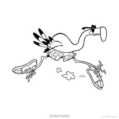 Free printable Running Flamingo  Coloring Page - Free PDF Printable Flamingo Coloring Sheets coloring page