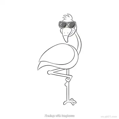Free printable Flamingo with Sunglasses  Coloring Page - Free PDF Printable Flamingo Coloring Sheets coloring page