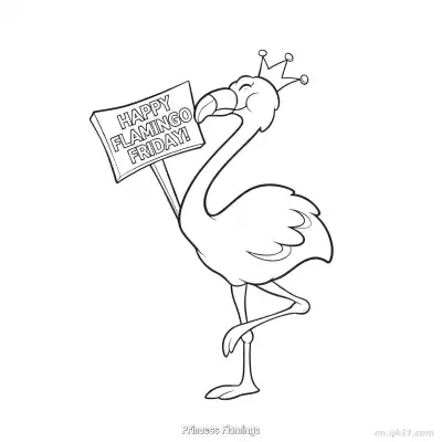 Free printable Princess Flamingo  Coloring Page - Free PDF Printable Flamingo Coloring Sheets coloring page