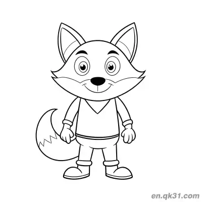 Free printable Cartoon Fox in Clothes Coloring Page coloring page