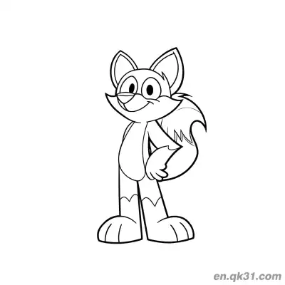 Free printable Cartoon Fox with Hands on Hips Coloring Page coloring page