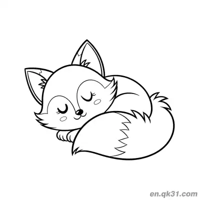 Free printable Chibi Sleeping Fox Cub Coloring Page coloring page