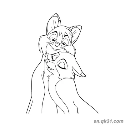 Free printable Cuddling Fox Couple Coloring Page coloring page