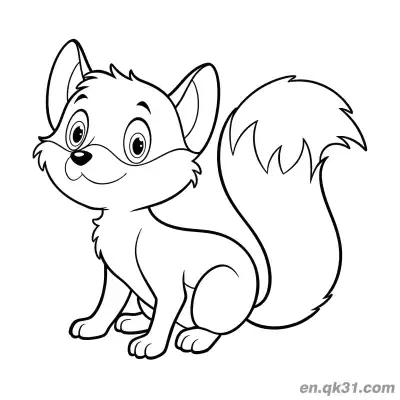 Free printable Curious Fox Cub with Fluffy Tail Coloring Page coloring page