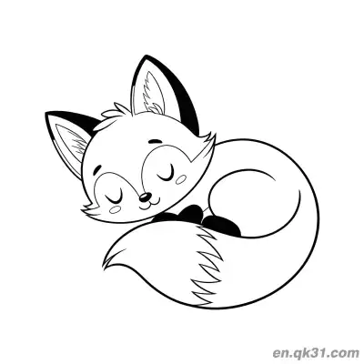 Free printable Curled Up Sleeping Fox Coloring Page coloring page