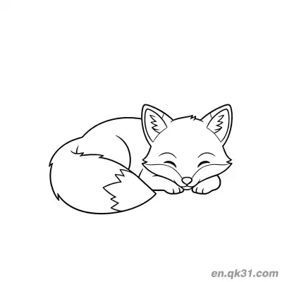 Free printable Curled Up Sleeping Fox Cub Coloring Page coloring page