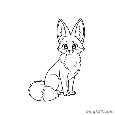 Free printable Sitting Fennec Fox Coloring Page coloring page