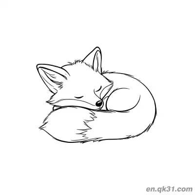 Free printable Fluffy Curled Sleeping Fox Coloring Page coloring page