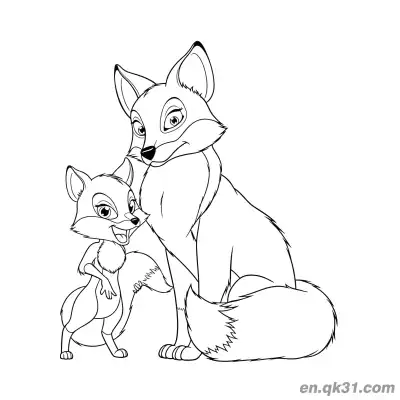 Free printable Fox Mother and Cub Coloring Page coloring page