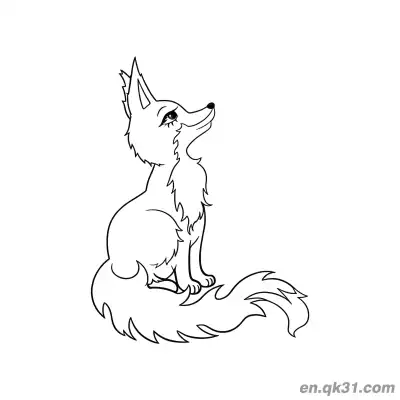 Free printable Fox with Fluffy Tail Looking Up Coloring Page coloring page