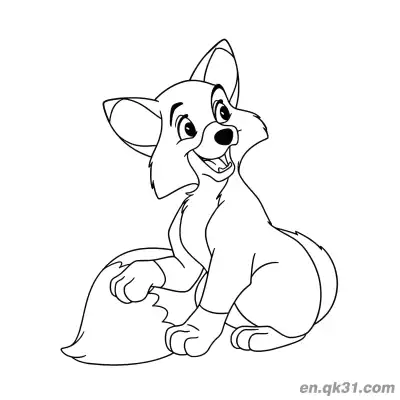 Free printable Happy Sitting Fox Coloring Page coloring page