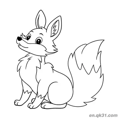 Free printable Little Fox with Fluffy Tail Coloring Page coloring page