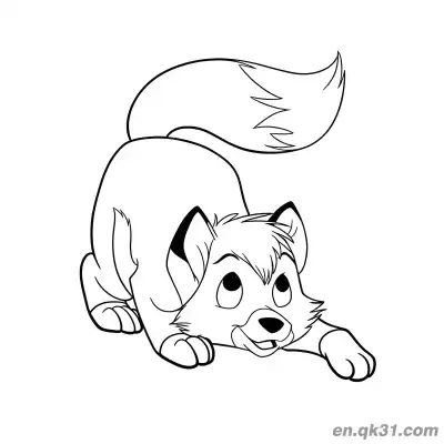 Free printable Playful Crouching Fox Cub Coloring Page coloring page