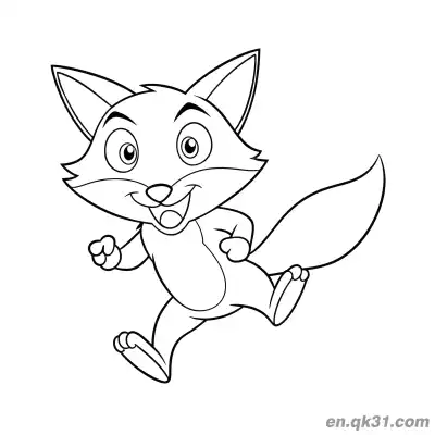 Free printable Running Cartoon Fox Coloring Page coloring page