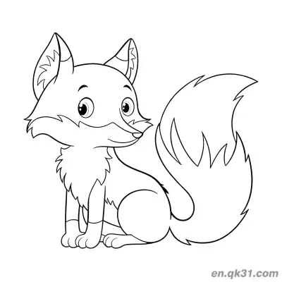Free printable Side View Fox with Fluffy Tail Coloring Page coloring page