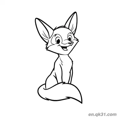 Free printable Smiling Fennec Fox Sitting Coloring Page coloring page