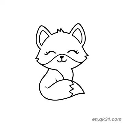 Free printable Smiling Fox with Closed Eyes Coloring Page coloring page