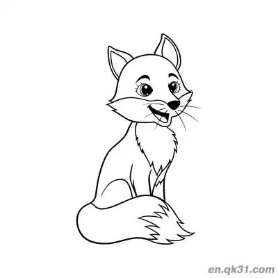 Free printable Smiling Sitting Fox with Whiskers Coloring Page coloring page