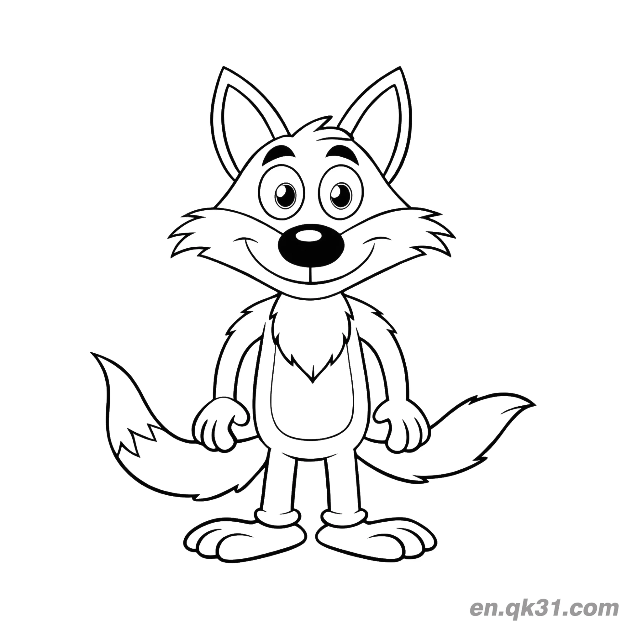 Two Tailed Cartoon Fox Coloring Page – Free Printable Coloring Page for Kids and Adults