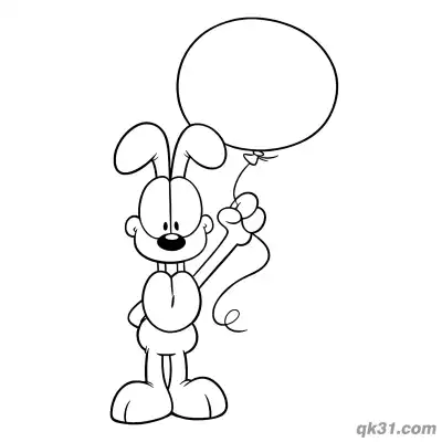 Free printable Odie Holding a Balloon Coloring Page | Easy & Cute for Kids coloring page