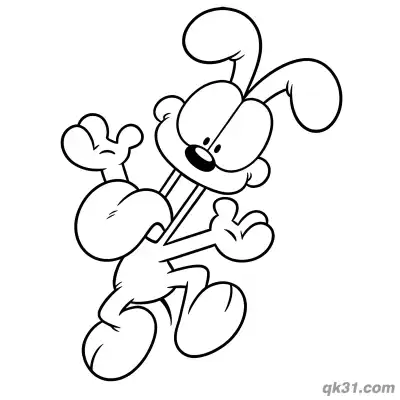 Free printable Happy Jumping Odie & Garfield Cat Coloring Page | Free Printable coloring page