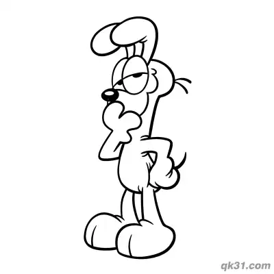 Free printable Thinking Odie Design Coloring Page | Garfield Cat Series for Preschool coloring page
