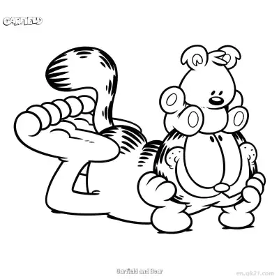 Free printable Garfield and Bear  Coloring Page - Free PDF Printable Garfield Cat Coloring Sheets coloring page