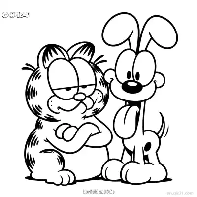 Free printable Garfield and Odie Dog  Coloring Page - Free PDF Printable Garfield Cat Coloring Sheets coloring page