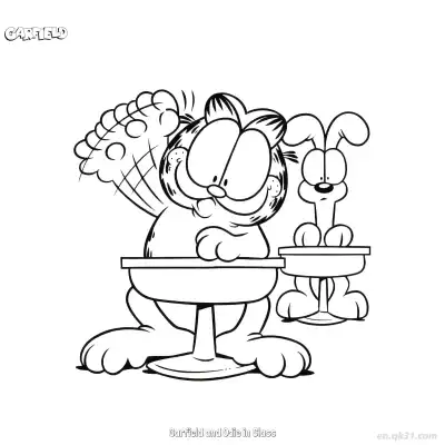 Free printable Garfield and Odie Dog in Class  Coloring Page - Free PDF Printable Garfield Cat Coloring Sheets coloring page