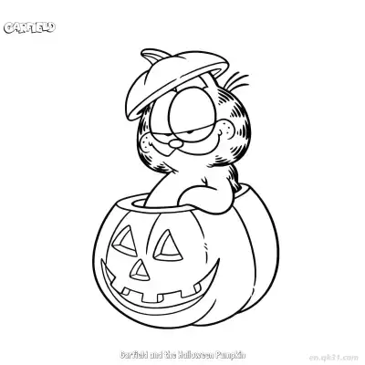 Free printable Garfield and the Halloween Pumpkin  Coloring Page - Free PDF Printable Garfield Cat Coloring Sheets coloring page