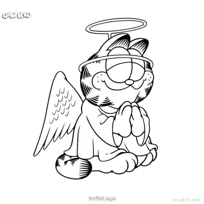 Free printable Garfield Angel  Coloring Page - Free PDF Printable Garfield Cat Coloring Sheets coloring page