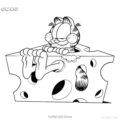 Free printable Garfield with Cheese  Coloring Page - Free PDF Printable Garfield Cat Coloring Sheets coloring page