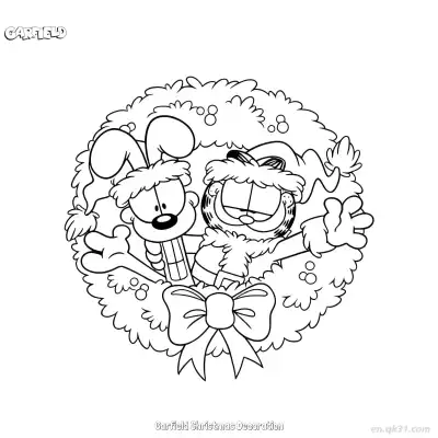 Free printable Garfield Christmas Decoration  Coloring Page - Free PDF Printable Garfield Cat Coloring Sheets coloring page