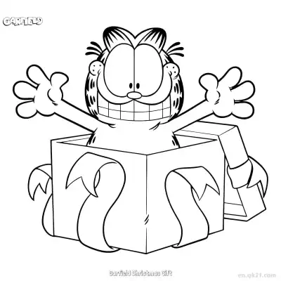 Free printable Garfield Christmas Gift 1 Coloring Page - Free PDF Printable Garfield Cat Coloring Sheets coloring page