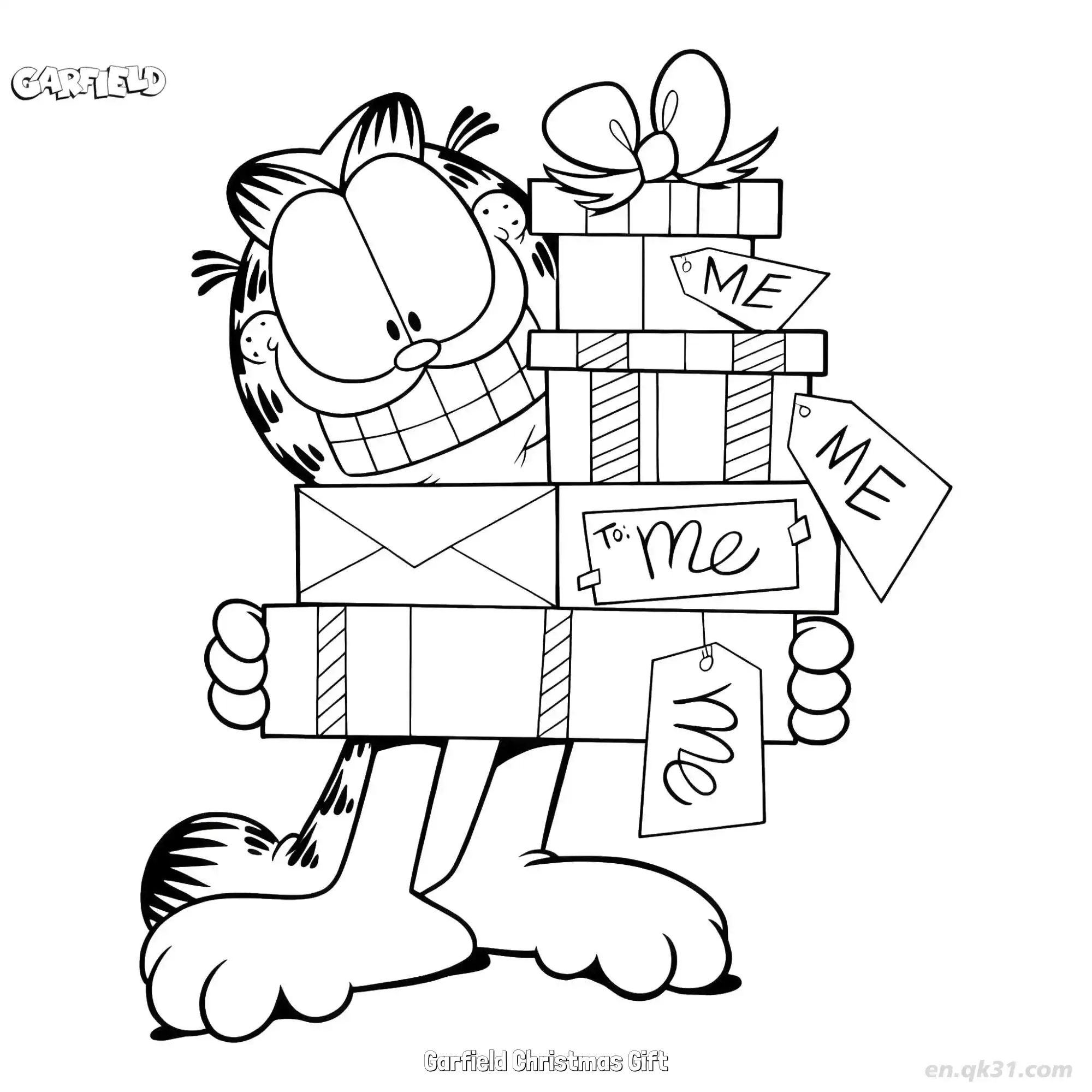 Garfield Christmas Gift 2 Coloring Page - Free Printable Garfield Cat PDF Coloring Sheets – Free Printable Coloring Page for Kids and Adults