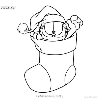Free printable Garfield Christmas Stocking  Coloring Page - Free PDF Printable Garfield Cat Coloring Sheets coloring page