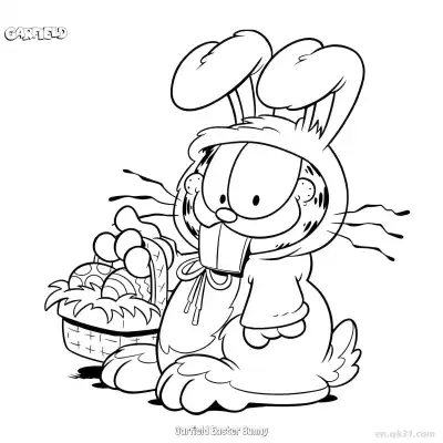 Free printable Garfield Easter Bunny  Coloring Page - Free PDF Printable Garfield Cat Coloring Sheets coloring page