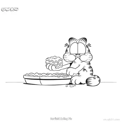 Free printable Garfield Eating Pie  Coloring Page - Free PDF Printable Garfield Cat Coloring Sheets coloring page