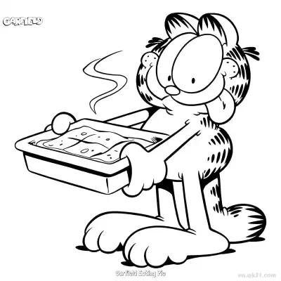 Free printable Garfield Eating Pie 2 Coloring Page - Free PDF Printable Garfield Cat Coloring Sheets coloring page