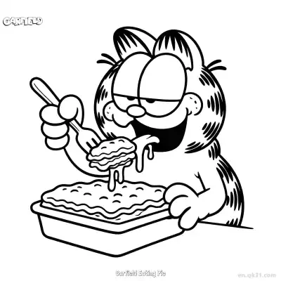 Free printable Garfield Eating Pie 3 Coloring Page - Free PDF Printable Garfield Cat Coloring Sheets coloring page