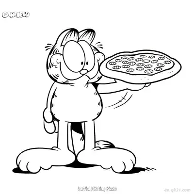 Free printable Garfield Eating Pizza  Coloring Page - Free PDF Printable Garfield Cat Coloring Sheets coloring page