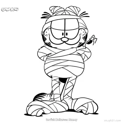 Free printable Garfield Halloween Mummy  Coloring Page - Free PDF Printable Garfield Cat Coloring Sheets coloring page