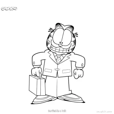 Free printable Garfield in a Suit  Coloring Page - Free PDF Printable Garfield Cat Coloring Sheets coloring page