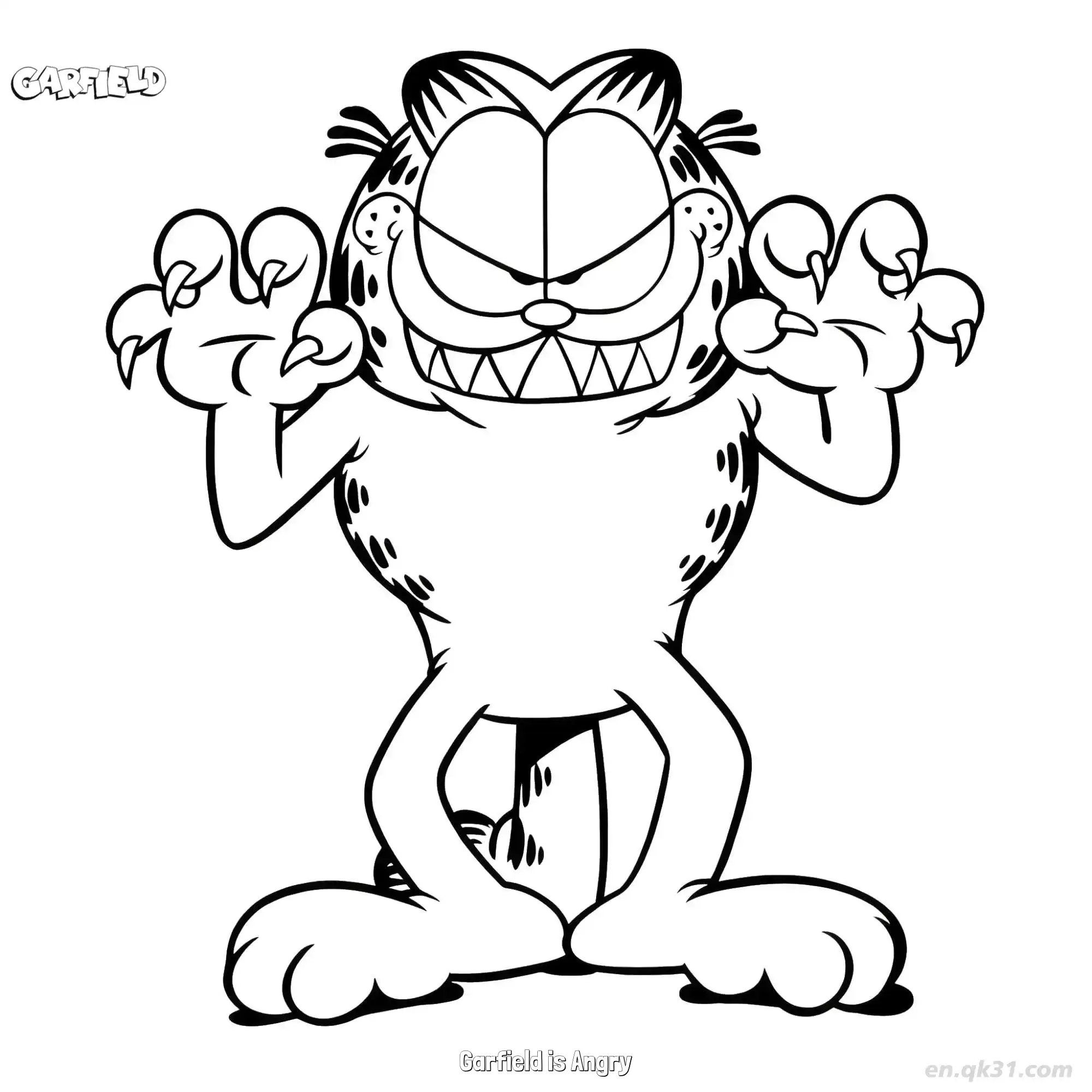 Garfield is Angry  Coloring Page - Free Printable Garfield Cat PDF Coloring Sheets – Free Printable Coloring Page for Kids and Adults