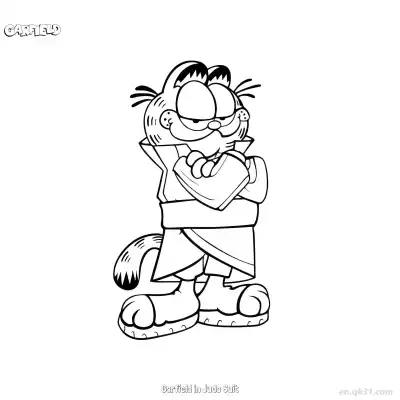 Free printable Garfield in Judo Suit  Coloring Page - Free PDF Printable Garfield Cat Coloring Sheets coloring page