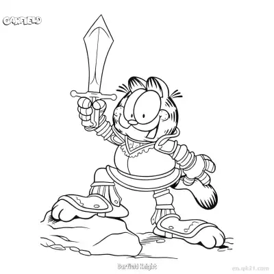 Free printable Garfield Knight  Coloring Page - Free PDF Printable Garfield Cat Coloring Sheets coloring page