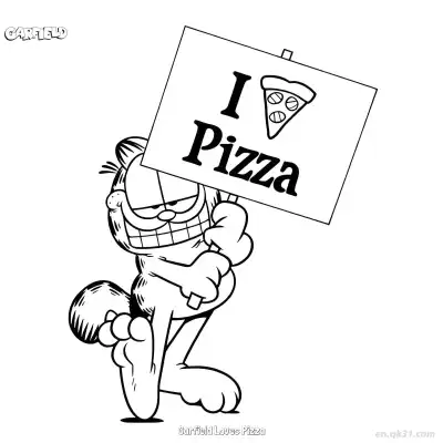 Free printable Garfield Loves Pizza  Coloring Page - Free PDF Printable Garfield Cat Coloring Sheets coloring page
