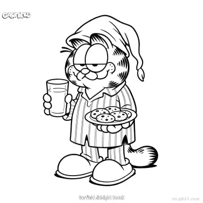 Free printable Garfield Midnight Snack  Coloring Page - Free PDF Printable Garfield Cat Coloring Sheets coloring page