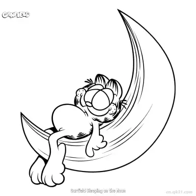 Free printable Garfield Sleeping on the Moon  Coloring Page - Free PDF Printable Garfield Cat Coloring Sheets coloring page
